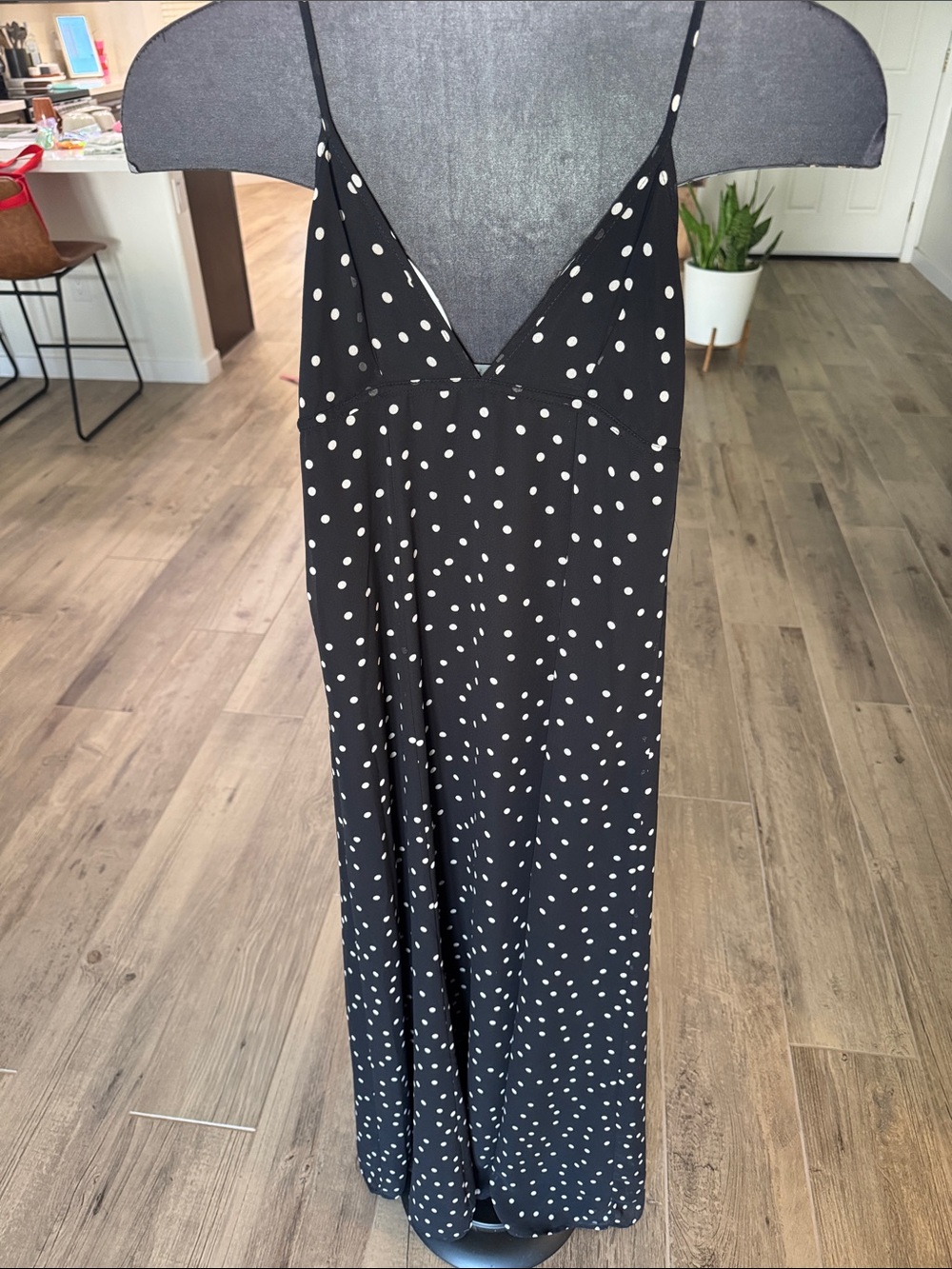 Zara Black Maxi Dress with White Polka Dots